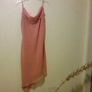 90s/Y2K Style Asymmetric Cowl Neck Slip Dress Pink Chiffon RetroPunkCoquette